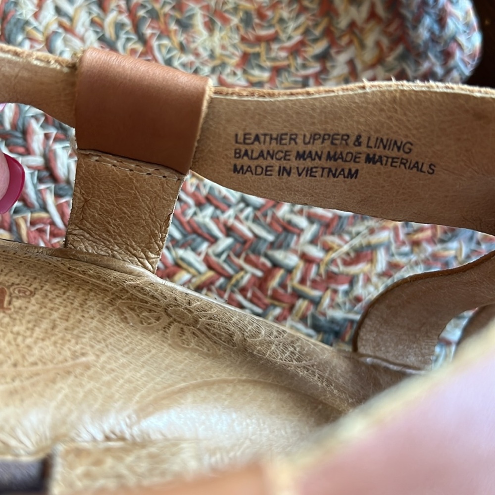Born Tan Leather Wedge Sandals - Picture 7 of 10